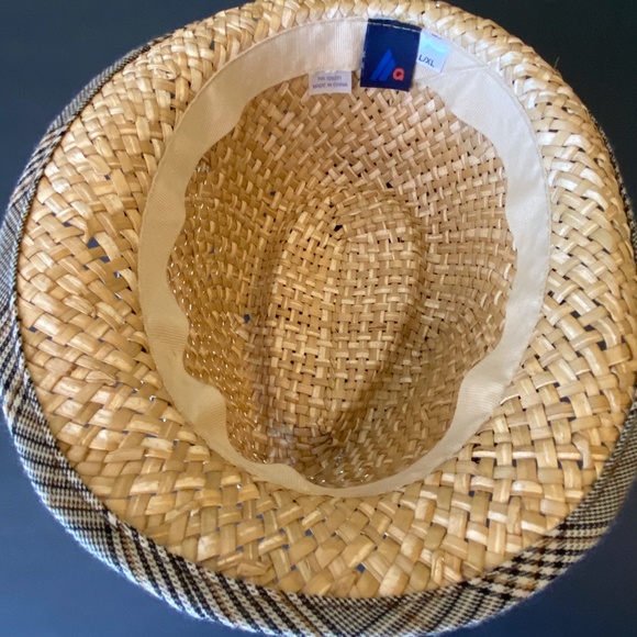 Straw Fedora Golf Hat Mens Womens Unisex Plaid - Picture 3 of 9